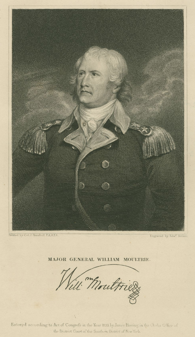 The Miriam and Ira D. Wallach Division of Art, Prints and Photographs: Print Collection, The New York Public Library. “Gen. William Moultrie” New York Public Library Digital Collections.